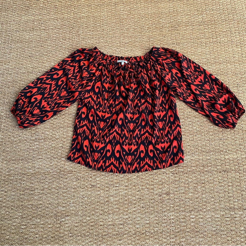 Collective Concepts red and black ikat top size medium